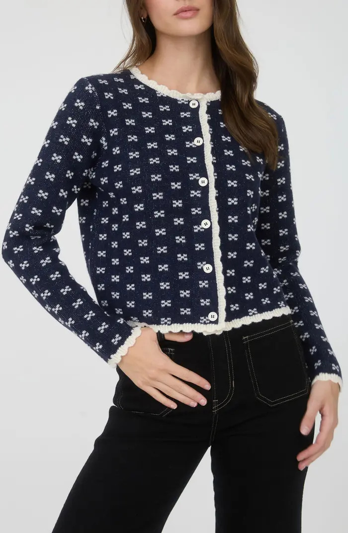 Bow Patterned Scalloped Crop Cardigan | Nordstrom Rack
