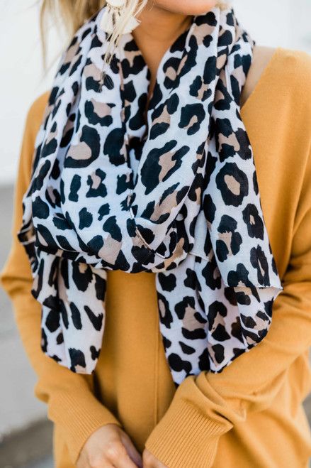 Rare Individual Cream Animal Print Scarf | The Pink Lily Boutique