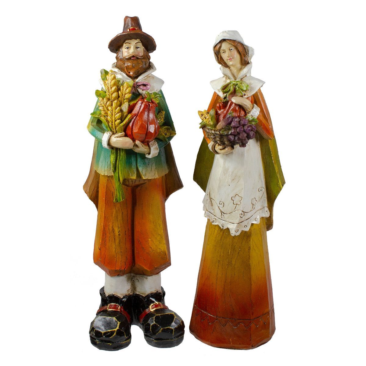 Northlight Set of 2 Male and Female Pilgrim Wooden Thanksgiving Figurines | Target