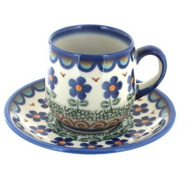 Blue Rose Polish Pottery Aztec Flower Espresso Cup & Saucer | Target