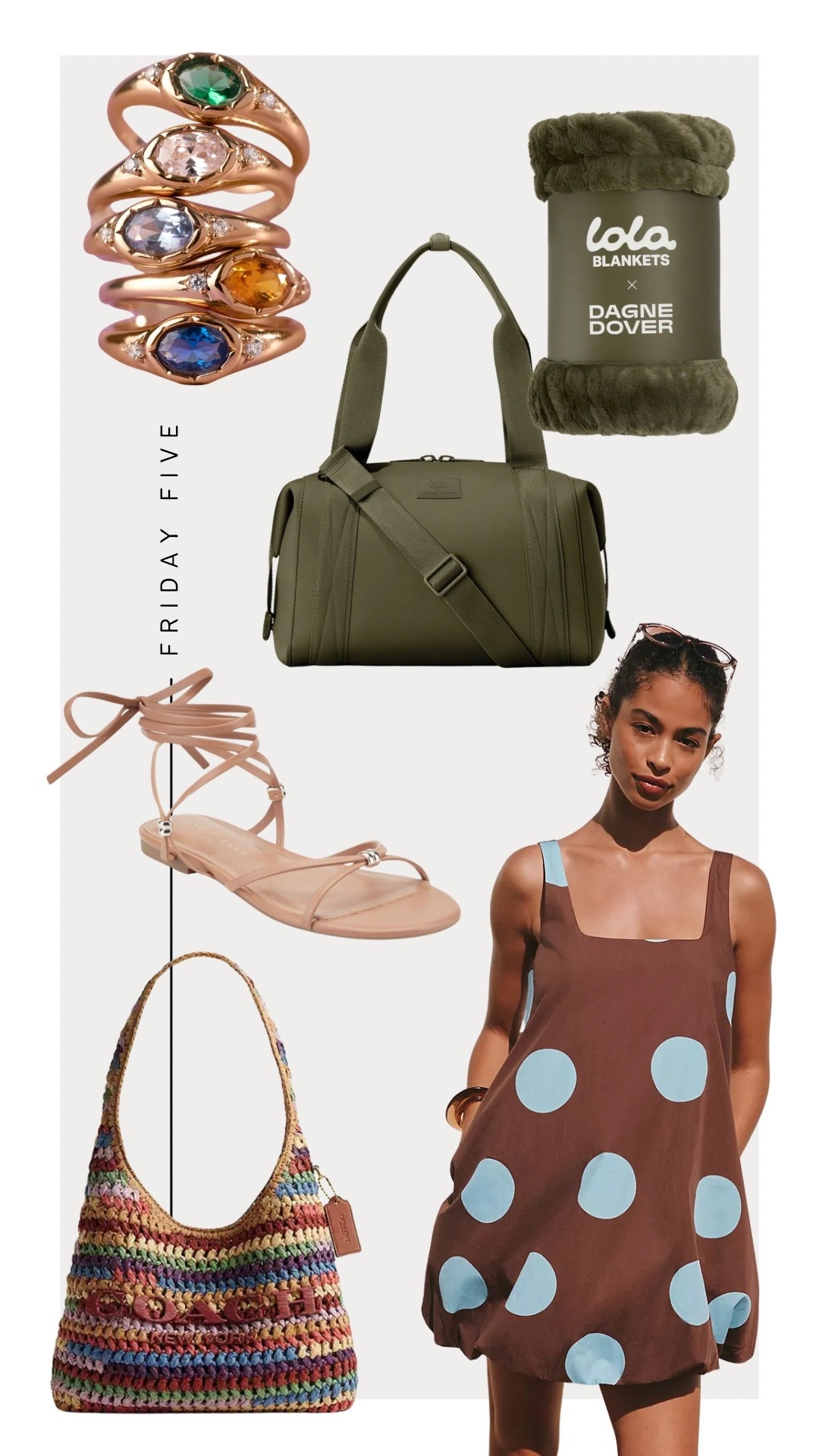 Friday Five: 3-29-26
1. Polka Dot Bubble Dress 
2. Marc Fisher 
3. Coach Brooklyn Bag
4. Made by Mary new birthstone rings 
5. Lola Blankets X Dagne Dover Collab (35% off using code: KRISTINROSE35)

#LTKootd #LTKTravel #LTKHome