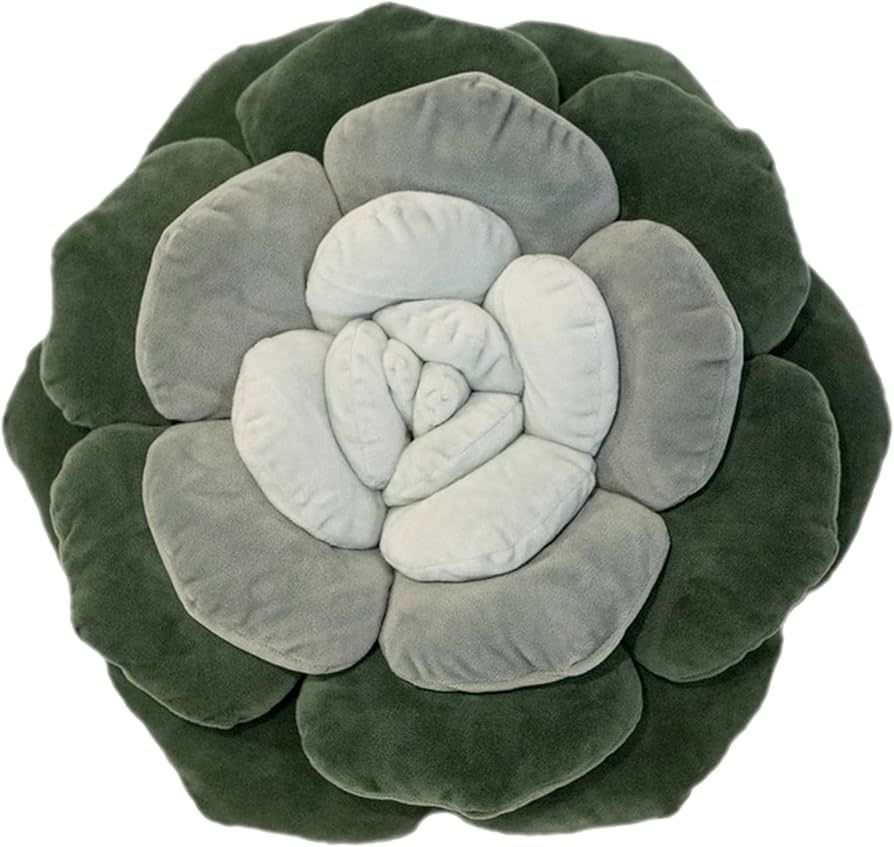 Succulent Pillow in Monochromatic Colors - Velvety Soft Flower Shaped Pillow - Modern Green Flowe... | Amazon (US)