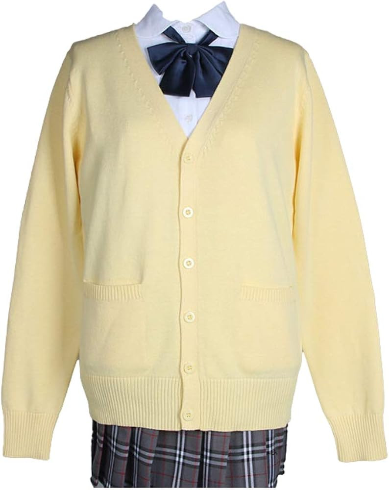Blostirno Women's Cardigan Sweater V Neck Button Down Knit JK School Uniform Cardigans Girls Long... | Amazon (US)