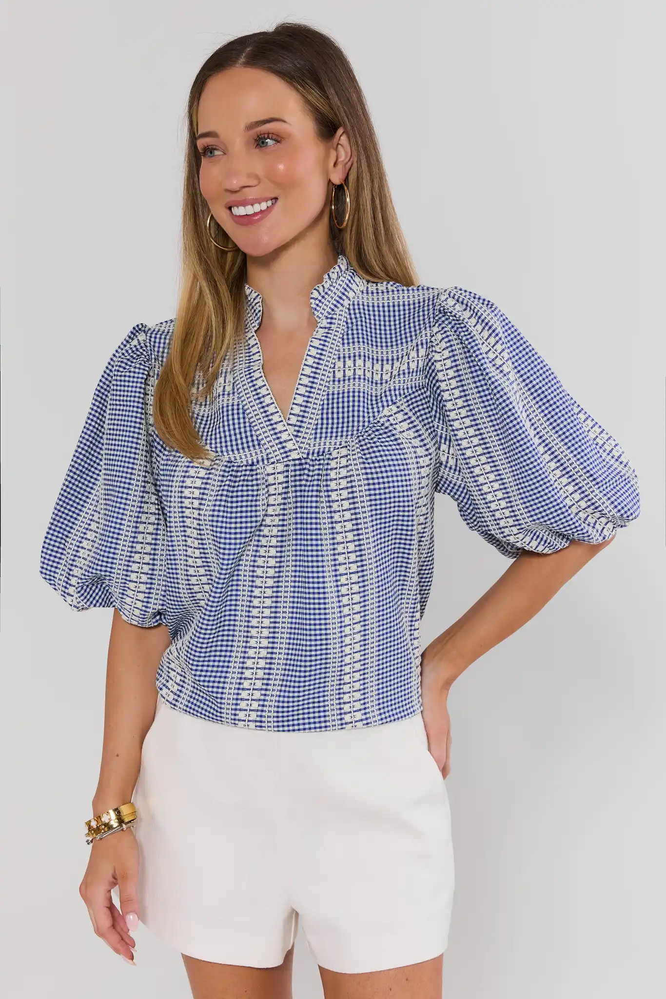 Winnie Blue Embroidered Top by THML | Avara