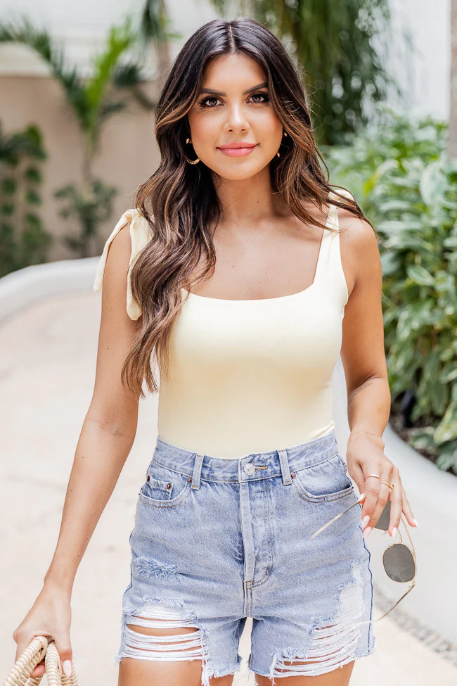 Ordinary Fun Yellow Square Neck Bodysuit | Pink Lily