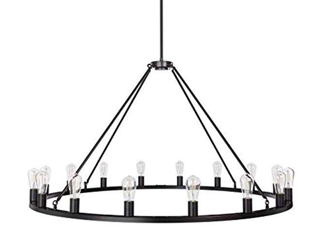 Sonoro Round Rustic Chandelier 50" – Black w/Bulbs - Linea di Liara LL-CH5-50-5BLK | Amazon (US)