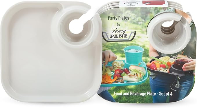Fancy Panz Party Plates, Reusable Plates for Parties, Made in the USA Plastic Plate with Built In... | Amazon (US)