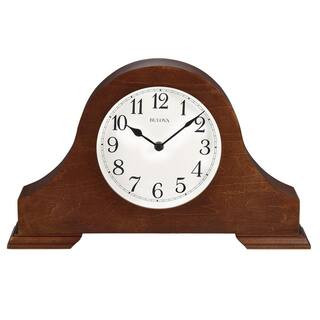 Bulova 8.25 in. H x 13.75 in. W Pendulum table clock with chime in a warm brown cherry finish B19... | The Home Depot
