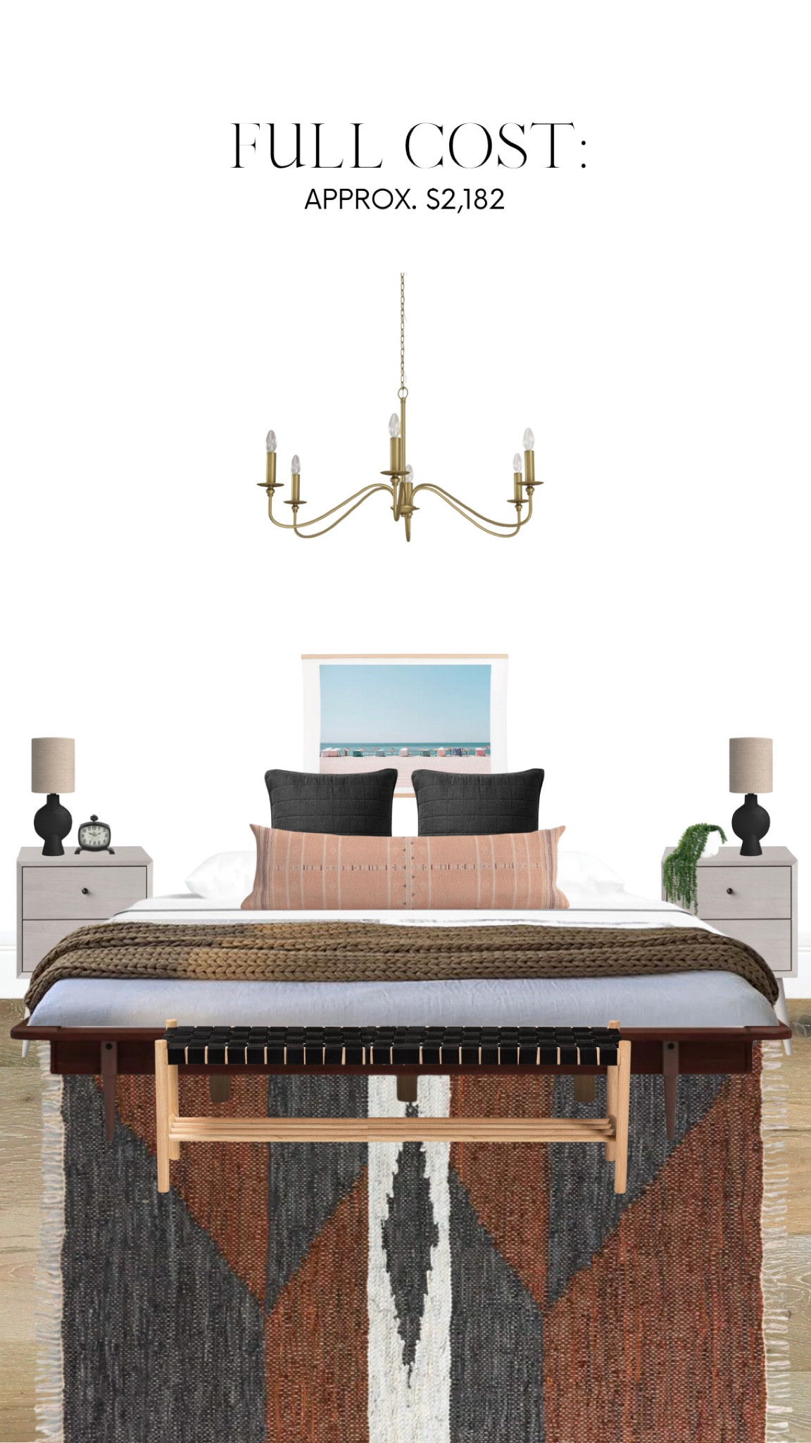Bedroom mood board with furniture and home decor, under $2500 total for everything! #targetfinds #target #worldmarket #wayfair #bedroomdecor #bedroomdesign

#LTKhome #LTKunder100 #LTKFind