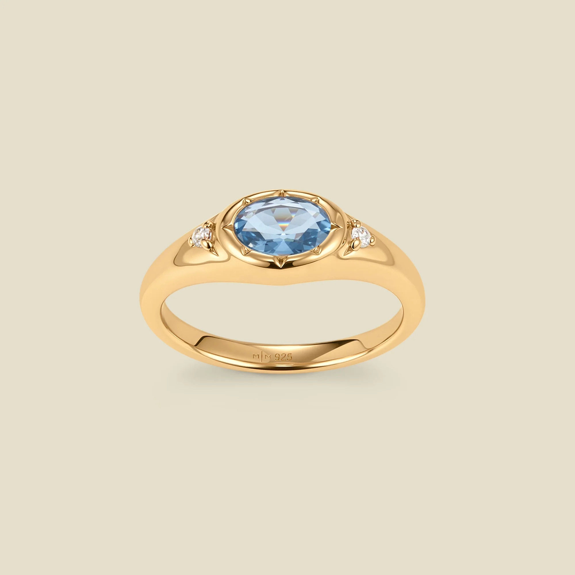 Oval Birthstone Signet Ring: Personalized Gold Vermeil Style | Made By Mary | Made By Mary