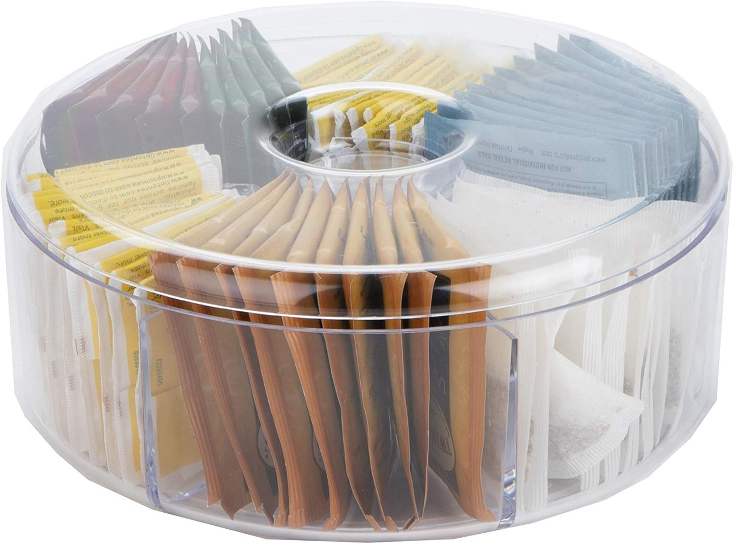 Mind Reader Acrylic Storage & Organizer 6 Compartment Tea Bag Holder with Lid, Round Pantry Organ... | Amazon (US)