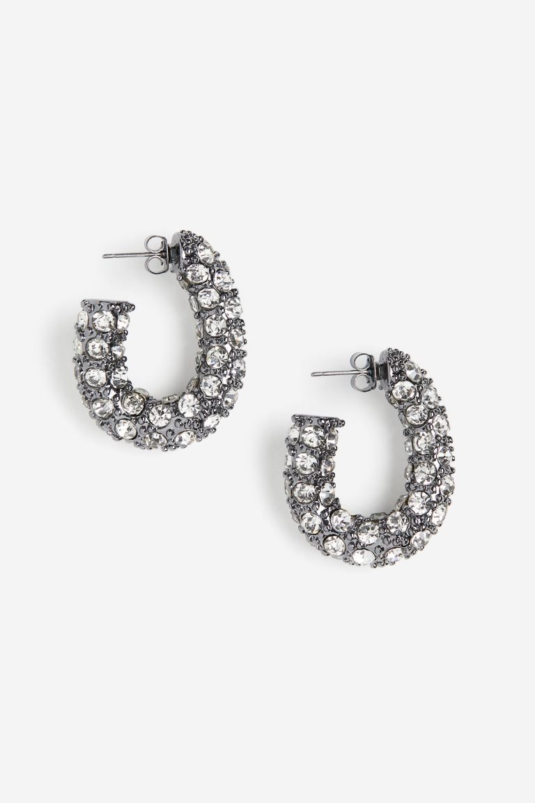 Rhinestone-decorated Hoop Earrings | H&M (US)