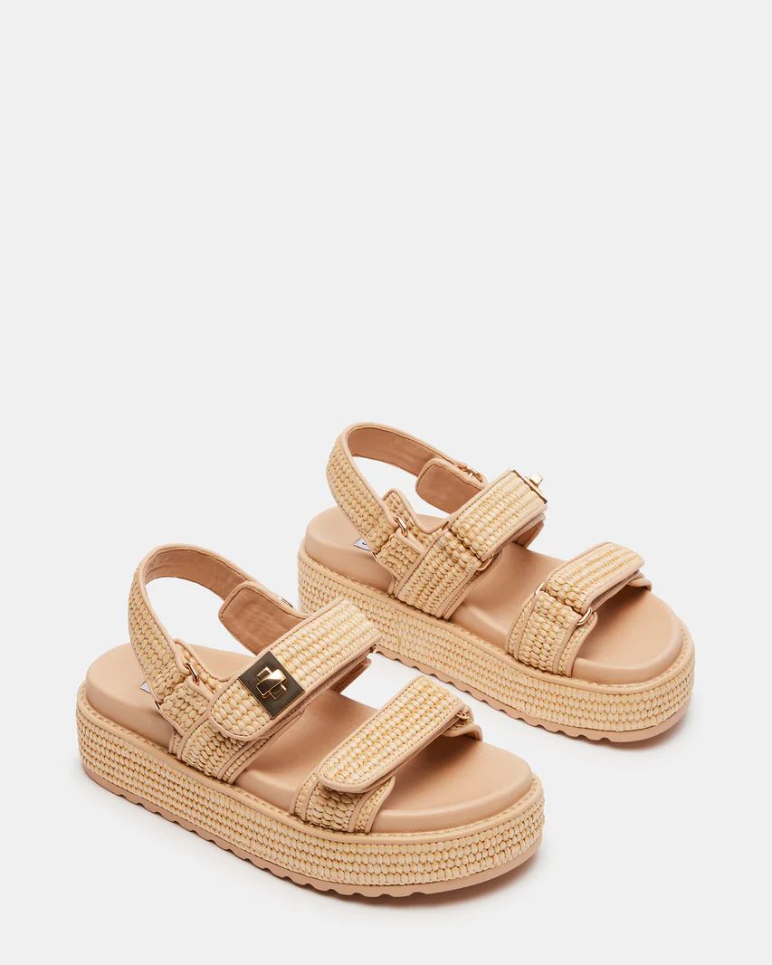 BIGMONA Natural Raffia Platform Sandal | Women's Sandals | Steve Madden (US)