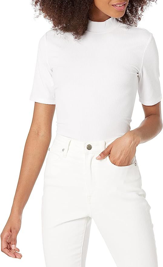 The Drop Women's Joanna Short-Sleeve Mock Neck Ribbed T-Shirt | Amazon (US)