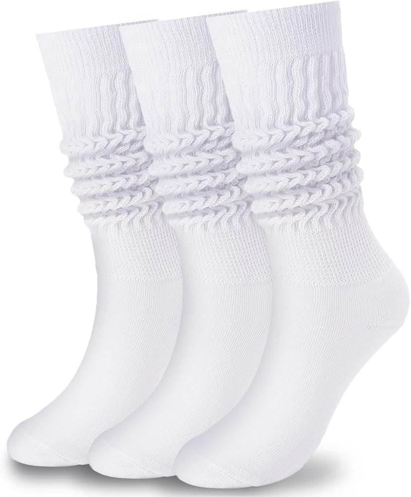 Forwe 3 Pairs Slouch Socks for Women Size 9-11 Soft Extra Long Scrunch Knee High Boot Socks | Amazon (US)