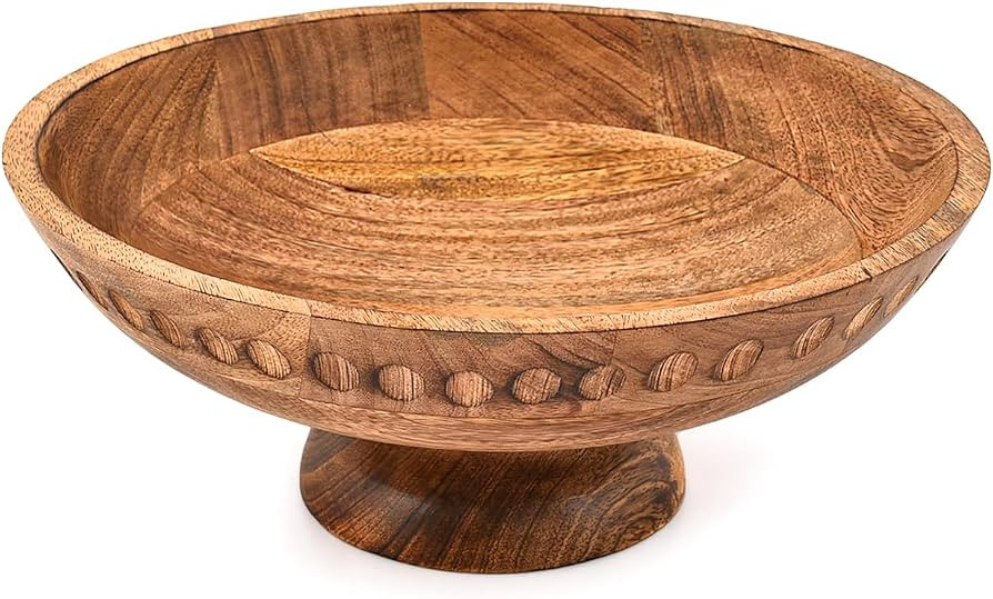 Decorative Bowl Mango Wood Pedestal Bowl for Kitchen Counter & Dining- Elevate Your Space With A ... | Amazon (US)