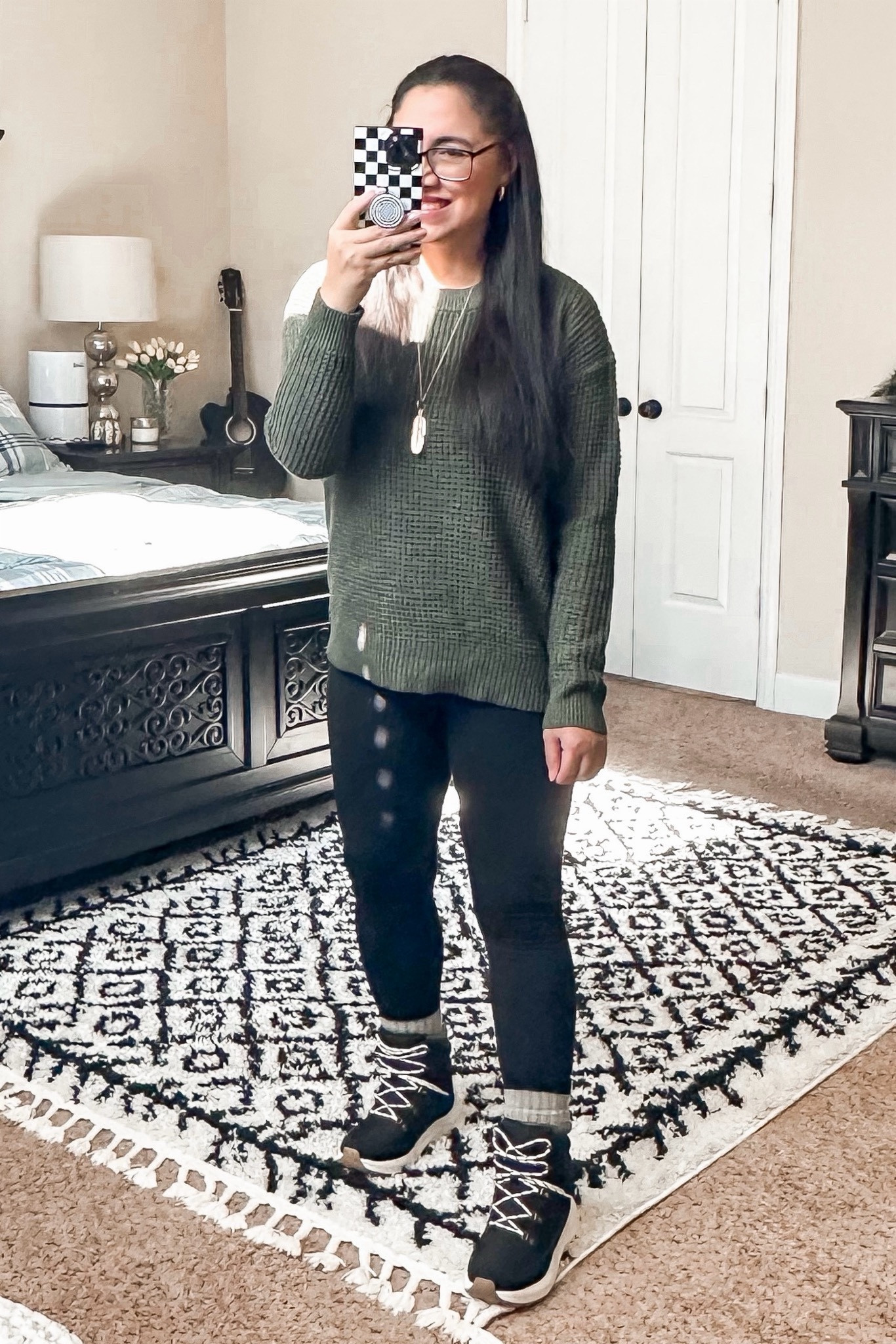 fall outfit | winter outfit | waffle knit sweater | crewneck sweater | fleece lined leggings | hiker boots | casual style | classic style

#LTKSeasonal #LTKsalealert #LTKfindsunder50