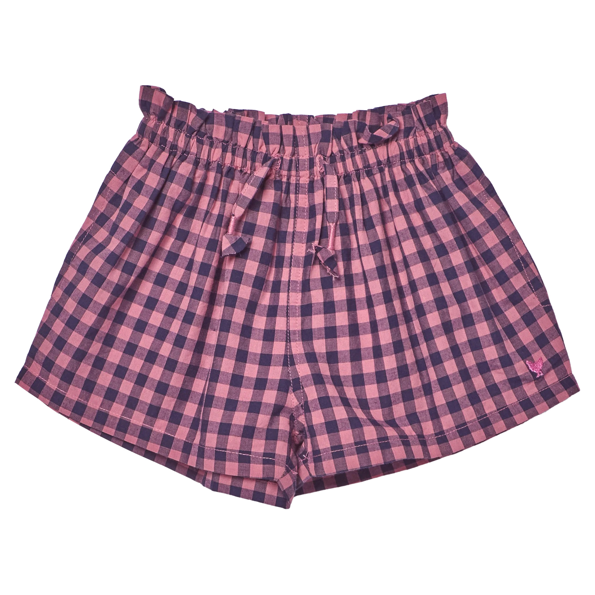 Girls Theodore Short - Pink Blue Check | Pink Chicken