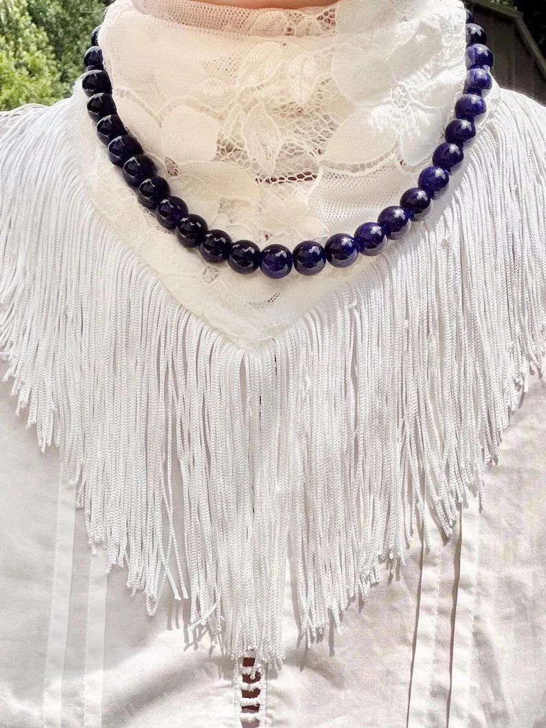 Navy Beaded Necklace | Etsy (Global)