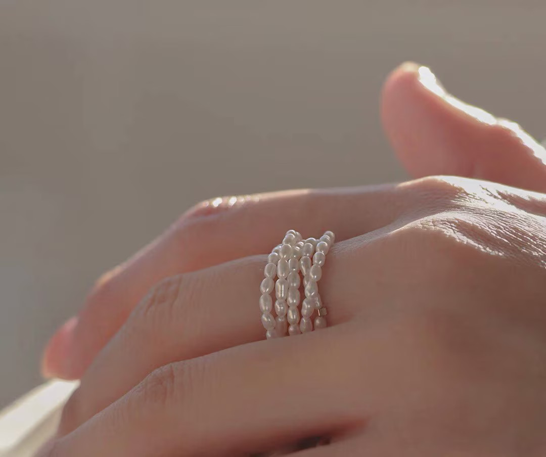14K gold filled tiny freshwater pearl dainty ring. Delicate pearl ring. Thin ring. Mini ring. Ele... | Etsy (US)