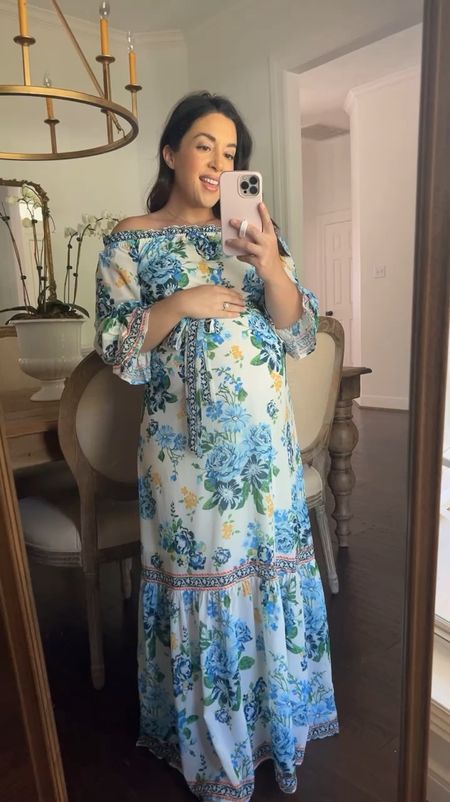 Bold and bright blue floral print maternity dress. Beautiful pattern for baby shower and any fun events you want a bright pattern for

#LTKVideo #LTKbaby #LTKbump