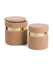 Set Of 2 Belted Boucle Storage Ottomans | TJ Maxx