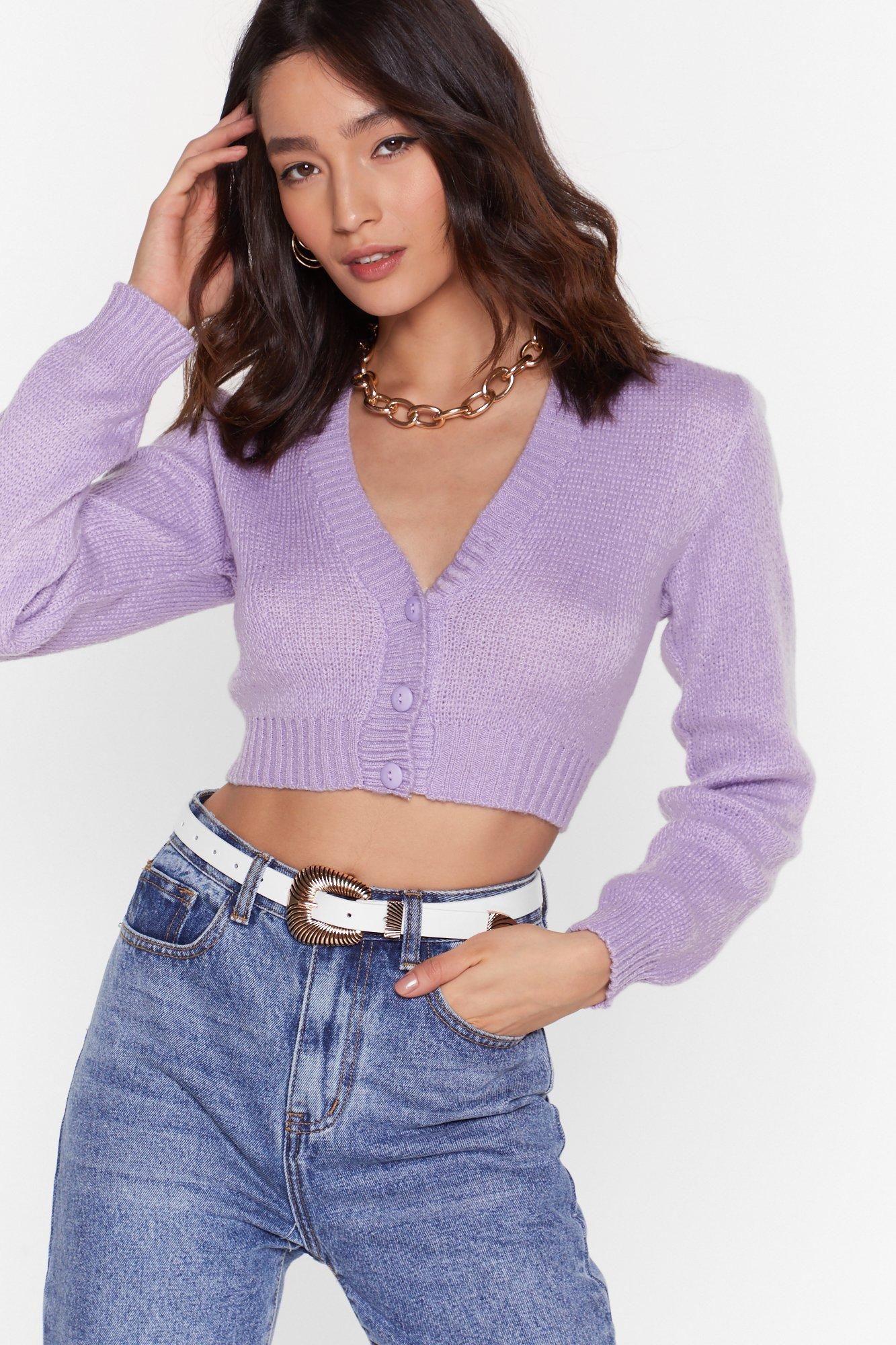 Womens Knit the Floor V-Neck Cropped Cardigan - Lilac | NastyGal (US & CA)
