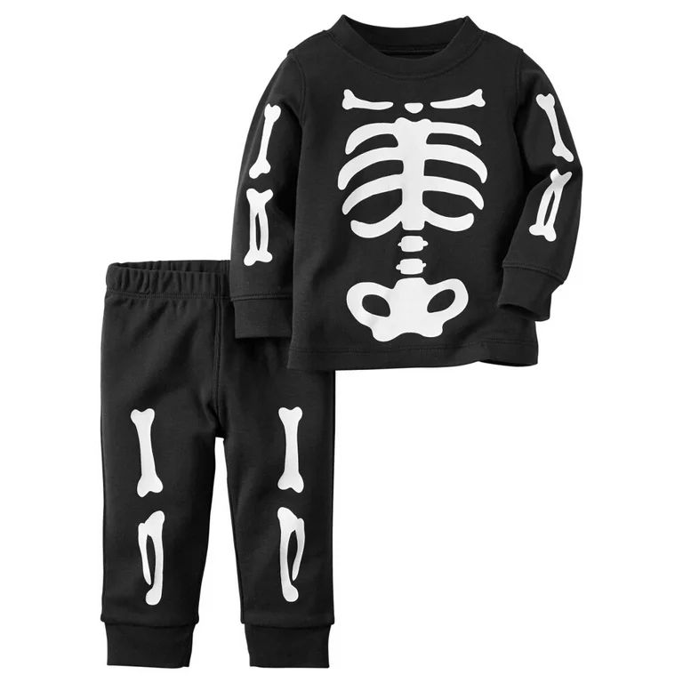 Carters Unisex Baby Clothing Outfit 2-Piece Halloween Skeleton Cotton PJs Black | Walmart (US)