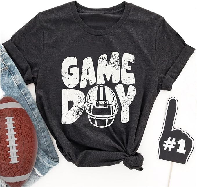 Game Day Football Shirt for Women Football Mom Tshirt Funny Short Sleeve Sunday Tee Top | Amazon (US)