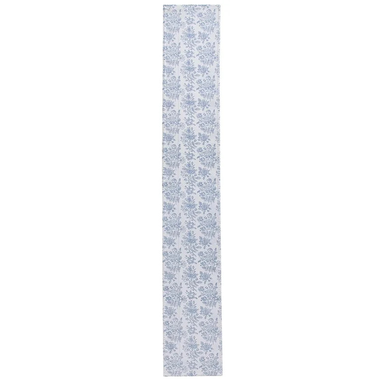 Floral Cotton Reversible Table Runner, Blue and White, 14" x 90", by My Texas House | Walmart (US)