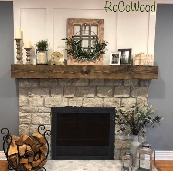 Rustic Wood Fireplace Mantel Shelf Distressed Farmhouse | Etsy | Etsy (US)