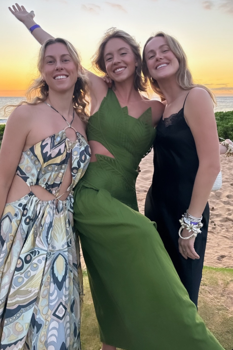 green emerald velvet dress Adaline Green & White Palm Leaf Midi Dress main image 0
