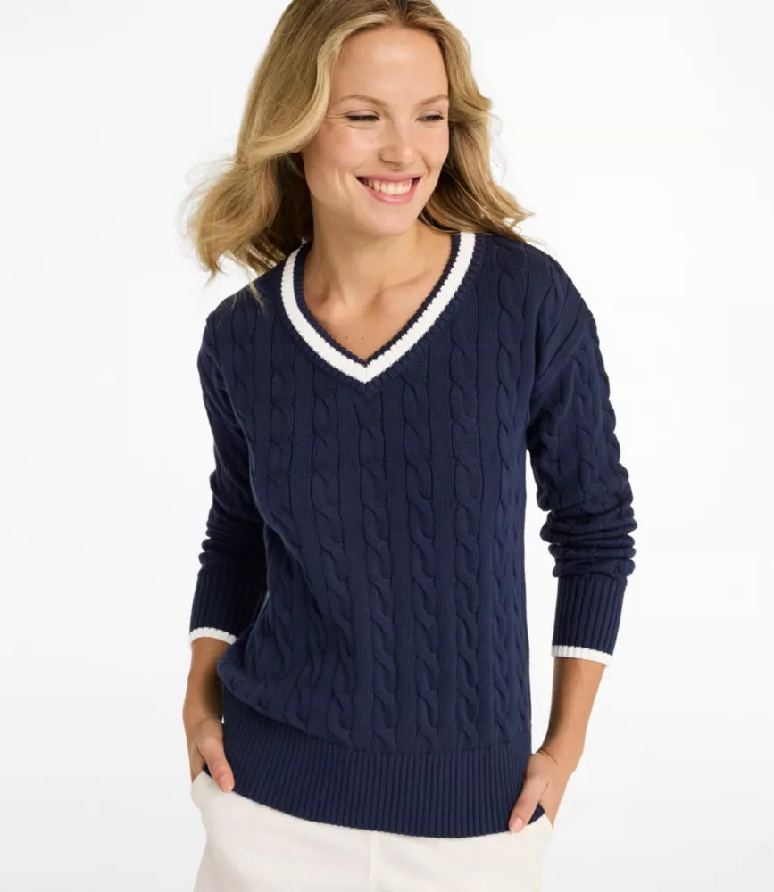 Women's The Original Double L\u00ae Sweater, Cable V-Neck | L.L. Bean