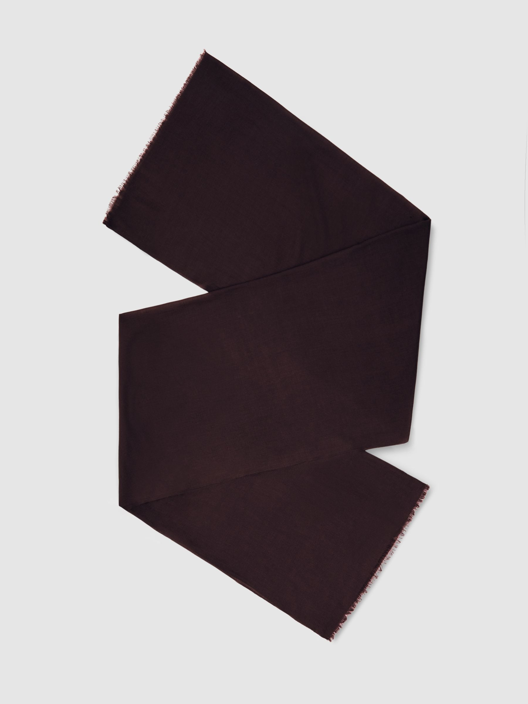 Reiss Wool-Cashmere Lightweight Scarf in Burgundy | REISS | Reiss DE