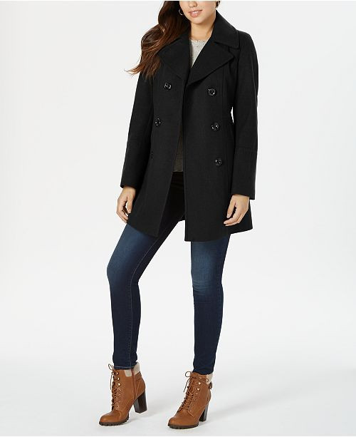Anne Klein Double-Breasted Peacoat, Created for Macy's & Reviews - Coats - Women - Macy's | Macys (US)