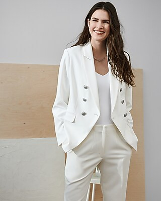 Supersoft Twill Double Breasted Novelty Button Blazer | Express