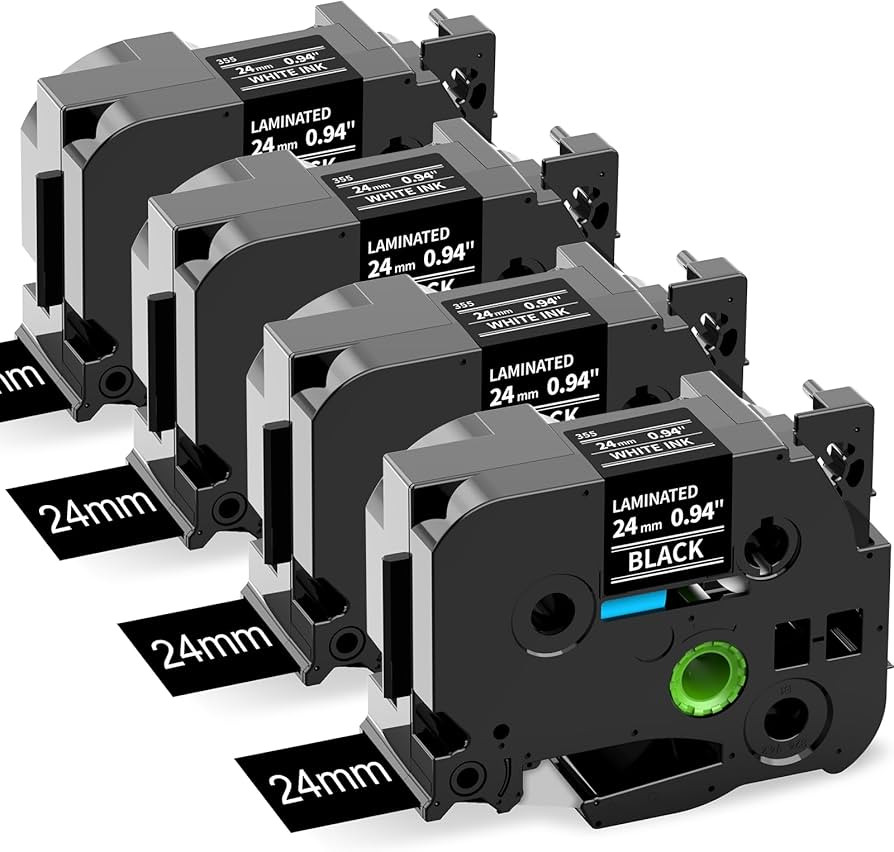 Labelife 24mm Black Label Tape TZe-355 Replacement for Brother P Touch TZe TZ Tape 24mm 0.94 Lami... | Amazon (US)
