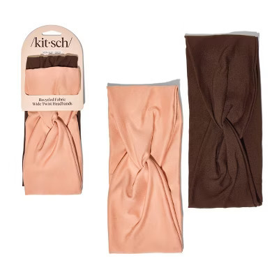 Kitsch Recycled Fabric Wide Twist Headbands Set- Rosewood - 2ct: Hair Styling, Fashion, All Hair Types | Target