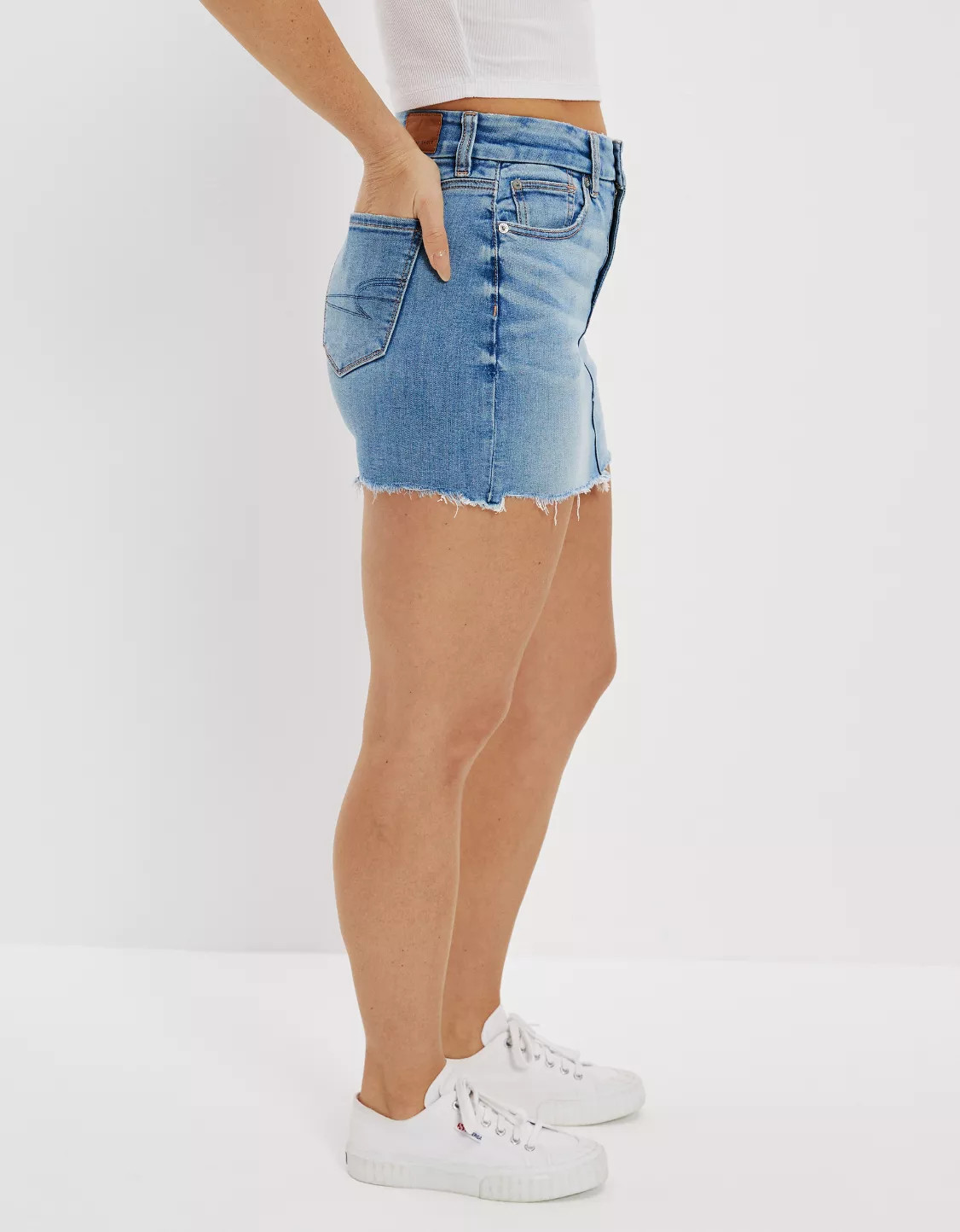 AE High-Rise Curvy Denim Mini Skirt | American Eagle Outfitters (US & CA)
