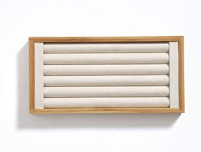 Coward Bamboo Ring Display Holder Jewelry Storage Tray Organizer Ring Stand For Show(beige) | Amazon (US)