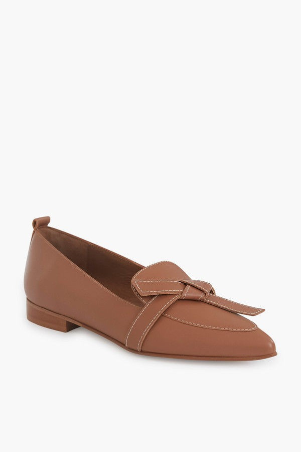 Cognac Leather Ally Flats | Flattered | Tuckernuck (US)