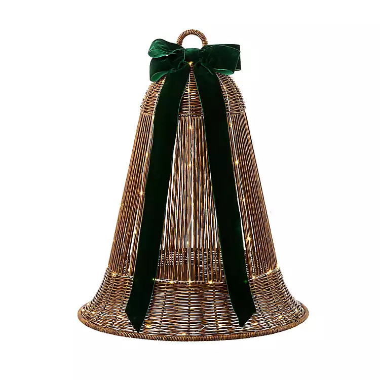 Woven Bell with Green Bow, 23.25-inch | Kirklands