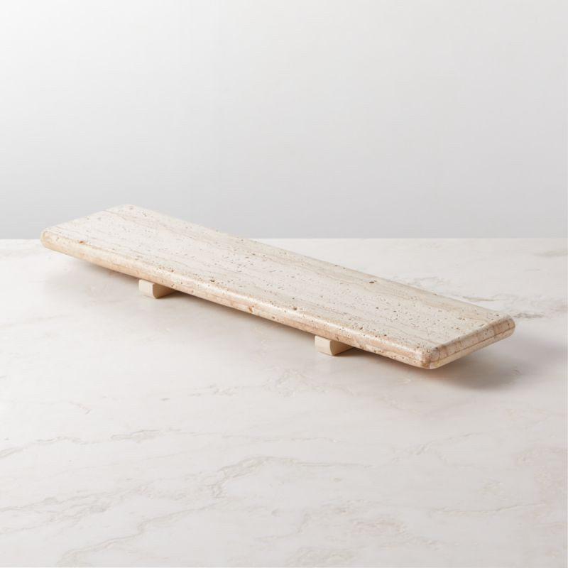 Pierce Travertine Bath Caddy + Reviews | CB2 | CB2