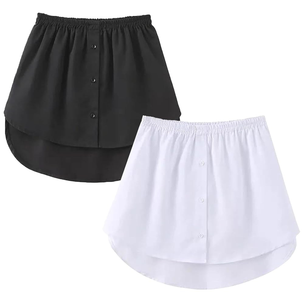 OBBUE Women's 2 Pcs Mini Adjustable Shirt Extender Removable Layering Half Length Underskirt with... | Amazon (US)