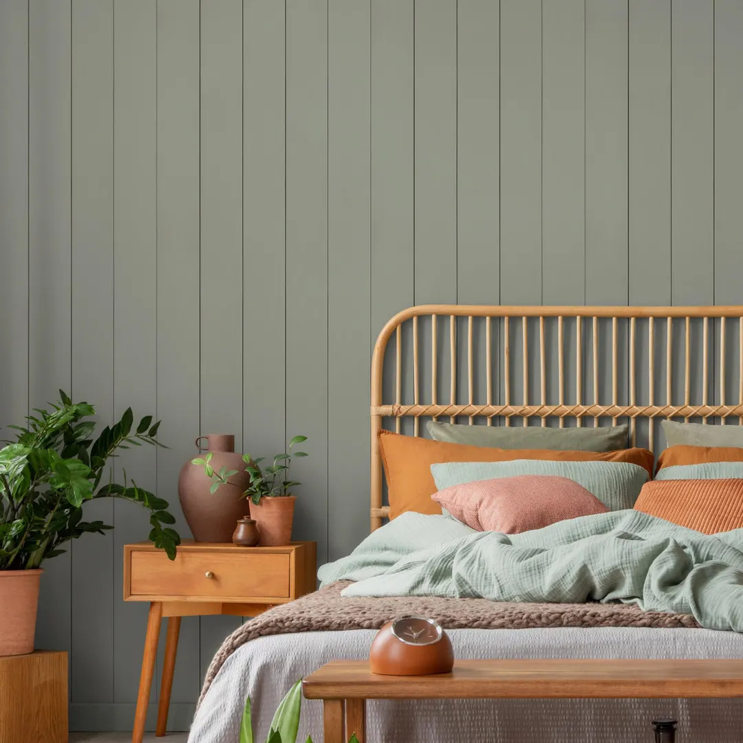 Wood Panel Wallpaper Featuring a Minimalist Shiplap Look in Sage Green - E562 | Etsy (US)