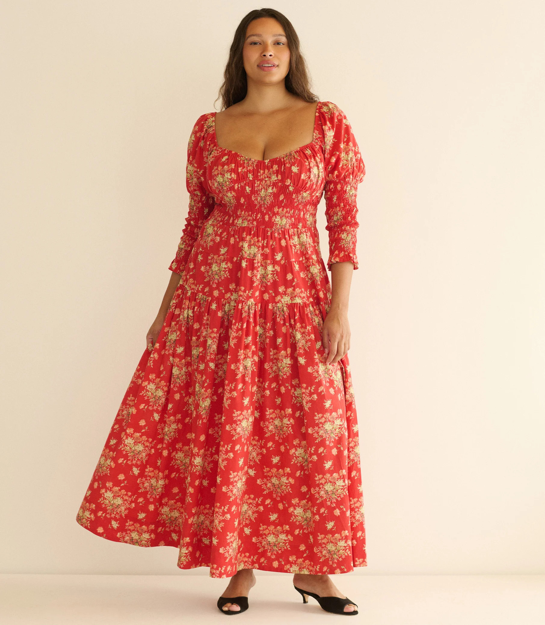 Seraphina Dress - Rosso Lantana Floral | DÔEN | DOEN