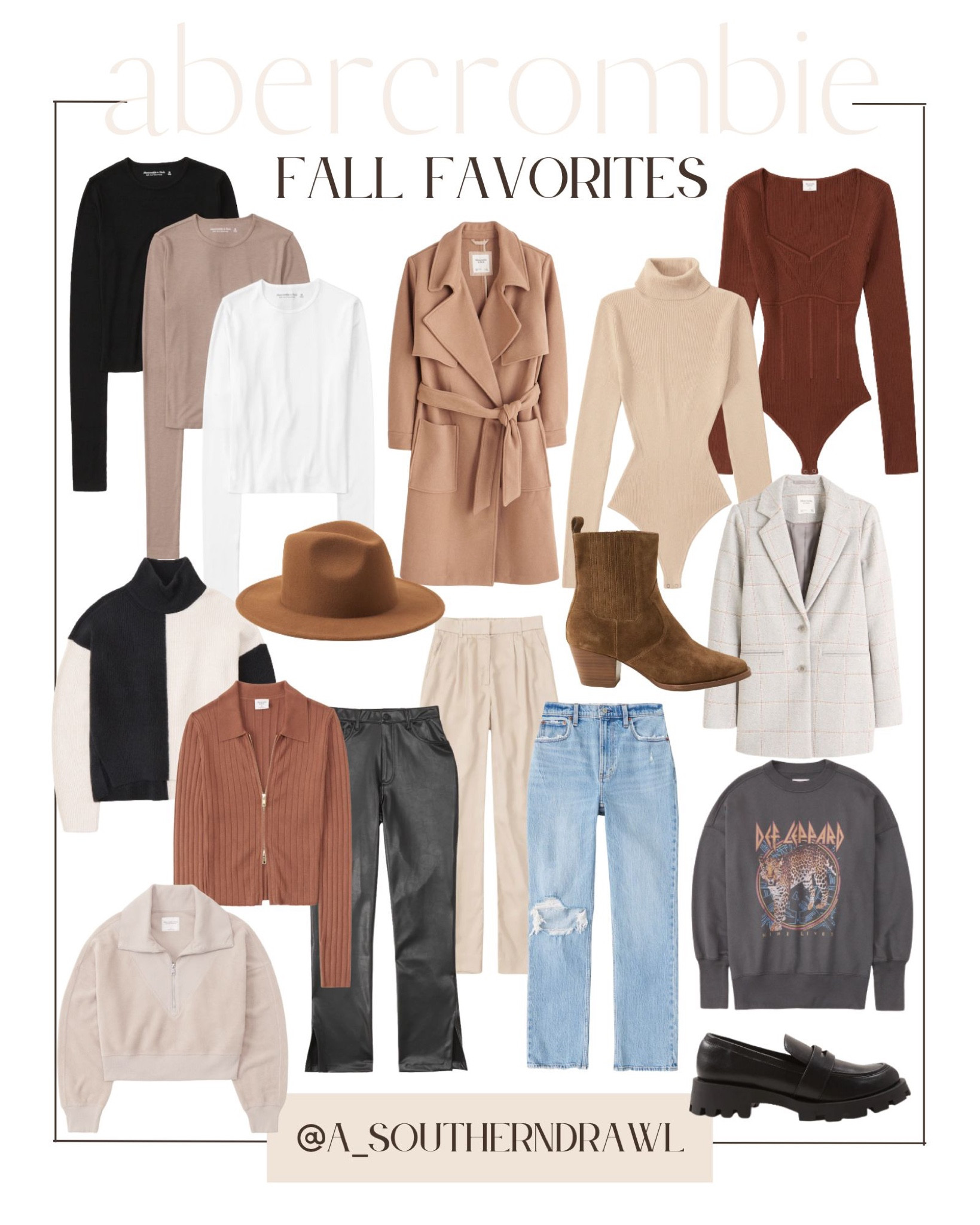 Abercrombie fall new arrivals - Abercrombie jeans and sweaters and tops and bodysuits - fall coats and jackets - fall outfits women - graphic sweatshirts - black loafers - trousers - trouser pants outfit - faux leather pants outfit - hats and boots 


#LTKSeasonal #LTKshoecrush #LTKCon