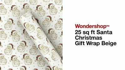 25 sq ft Santa Christmas Gift Wrap Beige - Wondershop™: Printed Pattern, 10' Long | Target