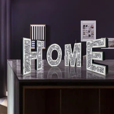 4 Pcs Independent Letters Home.Glam Crystal Diamond Letters.Silver Mirror Glass Home Decoration For Wall, Fireplace, Bookshelf And Table. | Wayfair North America