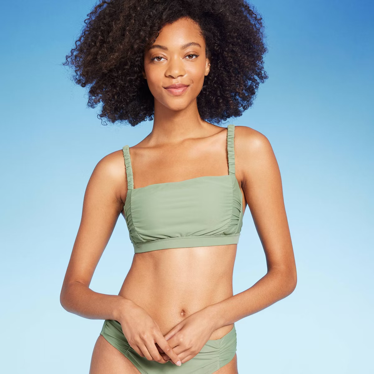 Women's Shirred Longline Bikini Top - Shade & Shore™ | Target